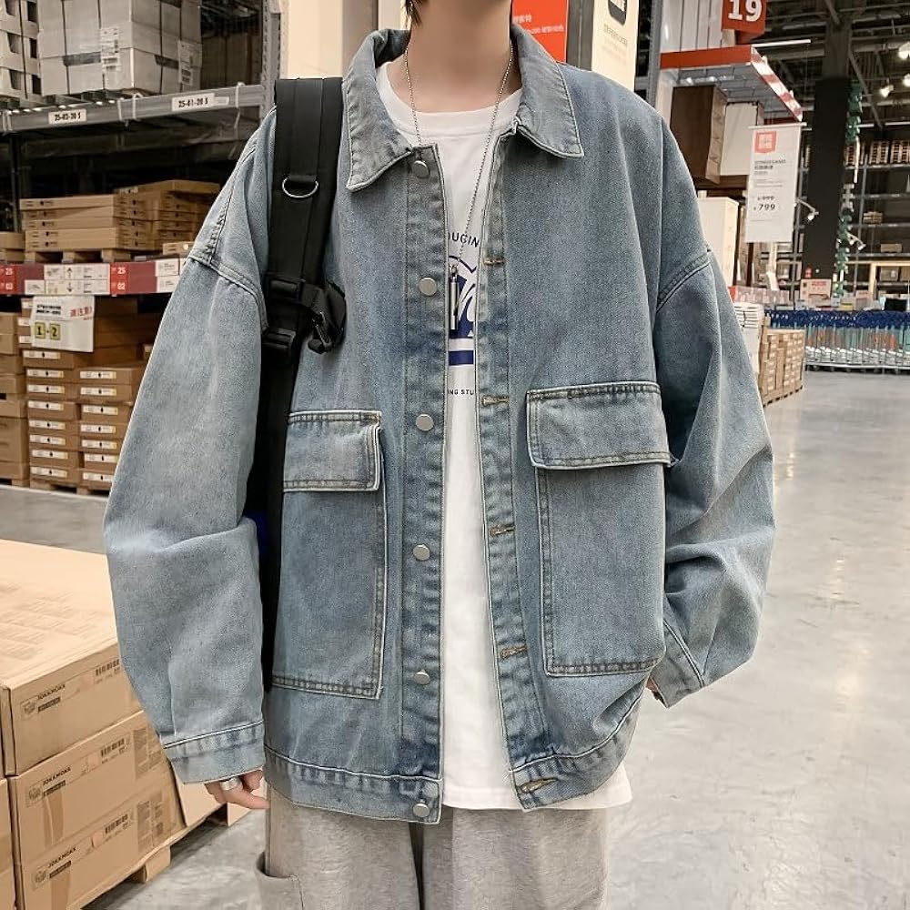 Amazon.com: Men's Denim Jacket, Spring and Autumn Loose Top